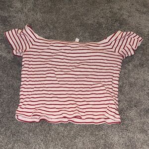 H&M Red and White Striped Crop Top